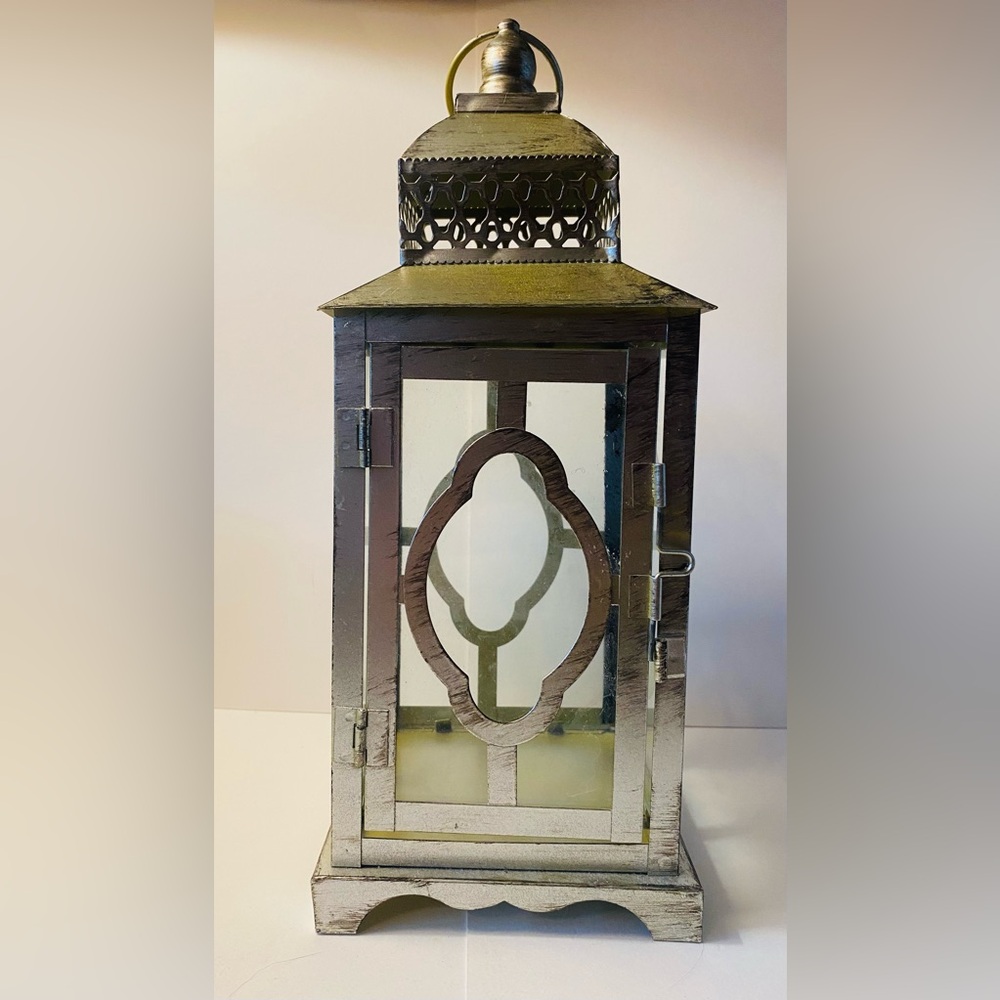 3 /$30 Elegant Gold Metal Lantern with Ornate Design